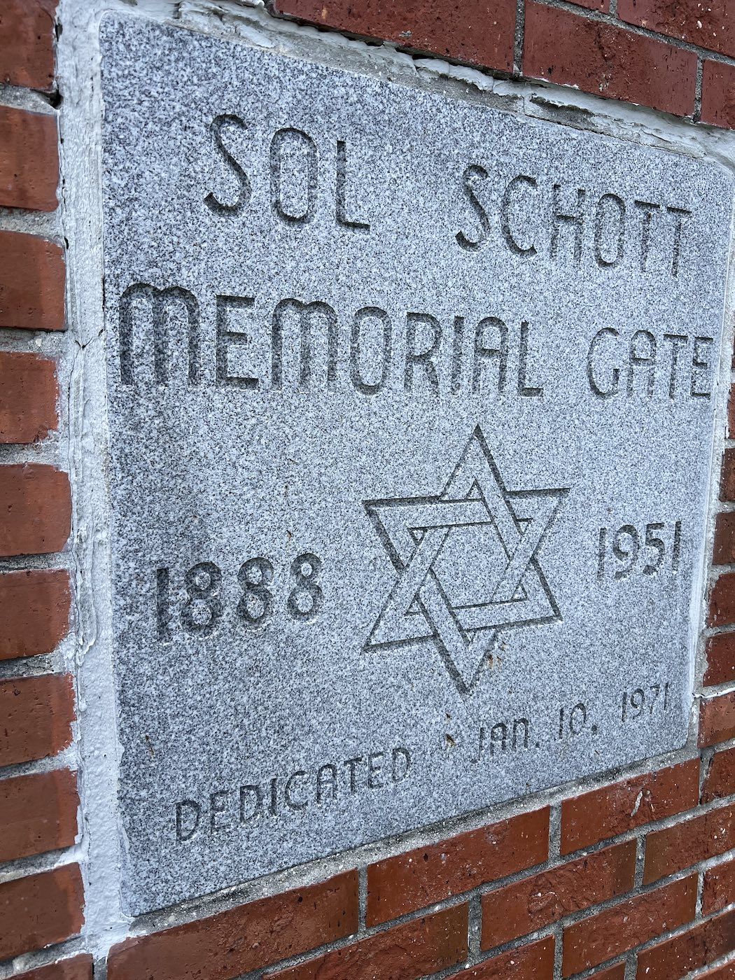 Mount Sinai Cemetery Volusia, Florida Sol Schott Sign